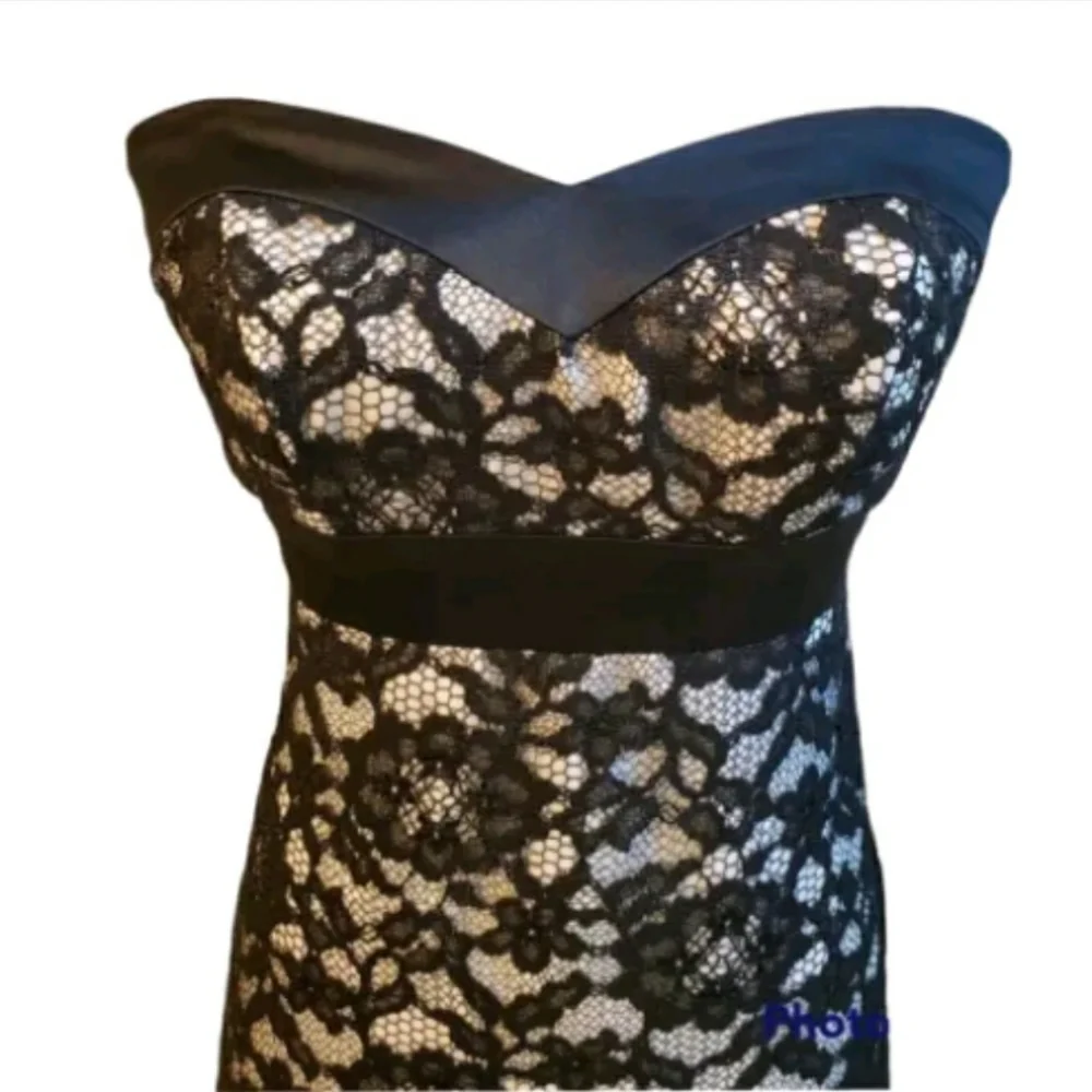 WHITE HOUSE BLACK MARKET STRAPLESS LACE WEDDING COCKTAIL DRESS 8 M - Picture 3 of 7